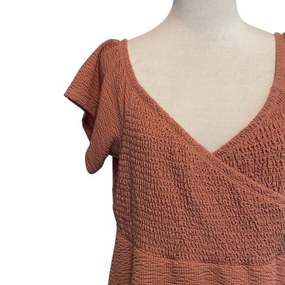 Torrid Ash Rose Textured Off Shoulder Top Womens Size 2X Faux Wrap Babydoll - Picture 3 of 11